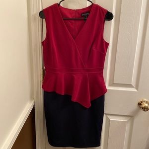 Sleeveless Red and Black fitted peplum dress